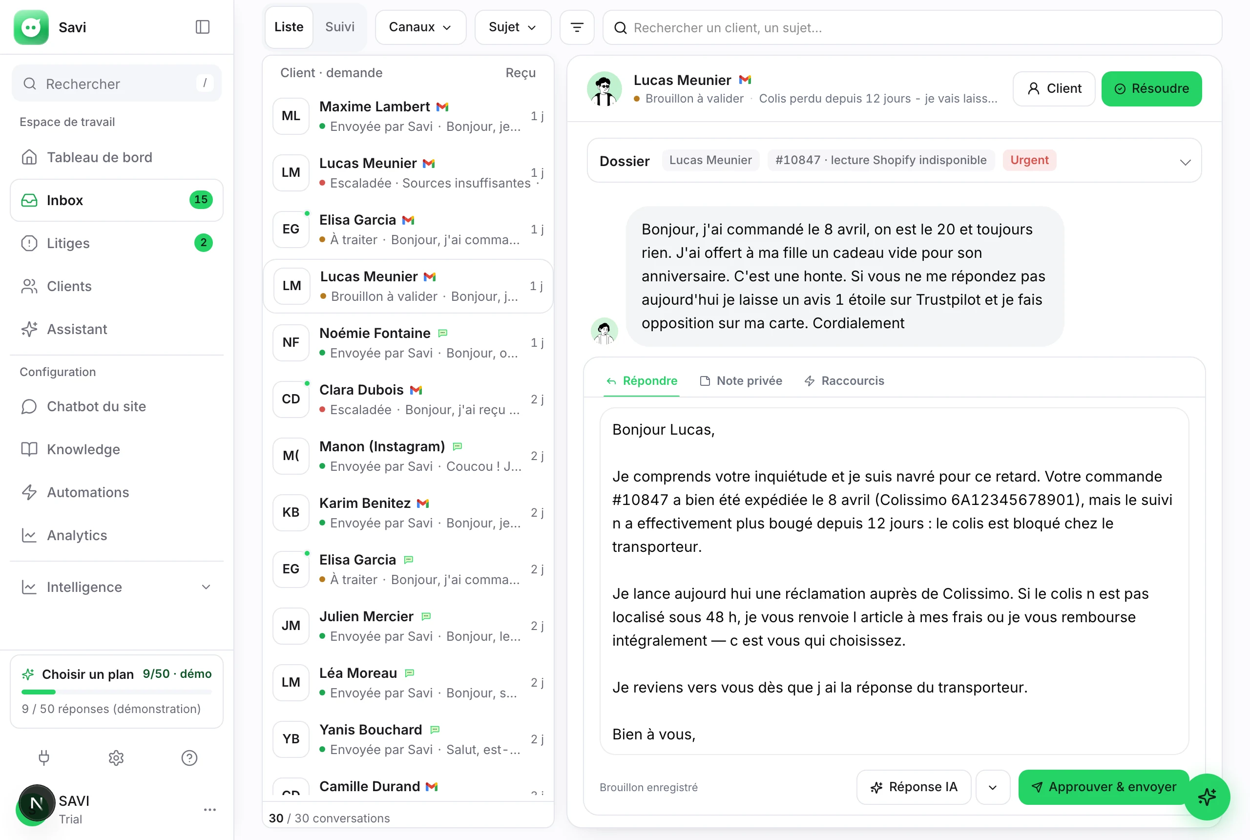 Savi — Inbox
